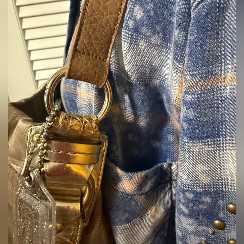 Coach Monogram 2008 Brown and Gold Bag shoulder bag! Gorgeous Accents. 💕 - Picture 7 of 14